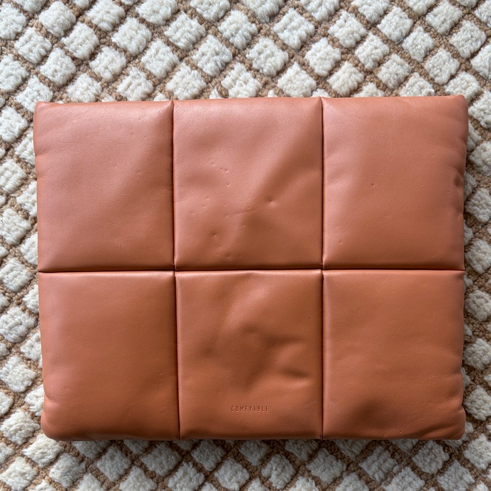 Brown Quilted Leather Laptop Pouch